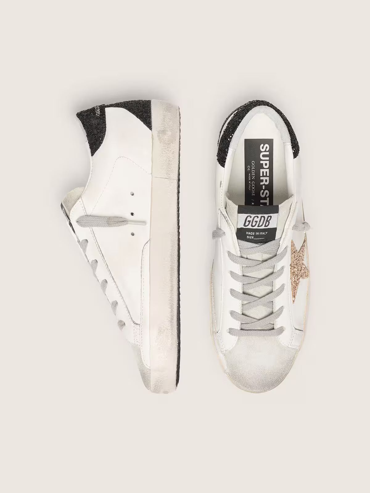Golden Goose Women’s Super-Star (Nappa Leather / Gold & Black Glitter)