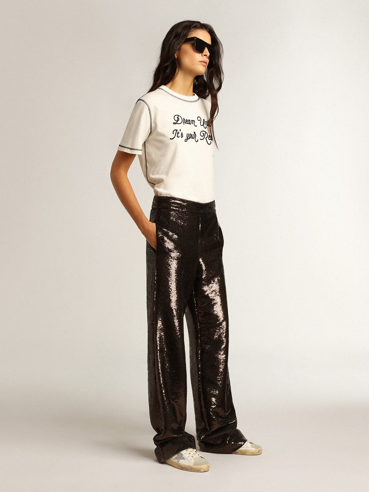 Golden Goose Women’s Super-Star (Nappa Leather / Silver & Black Glitter)