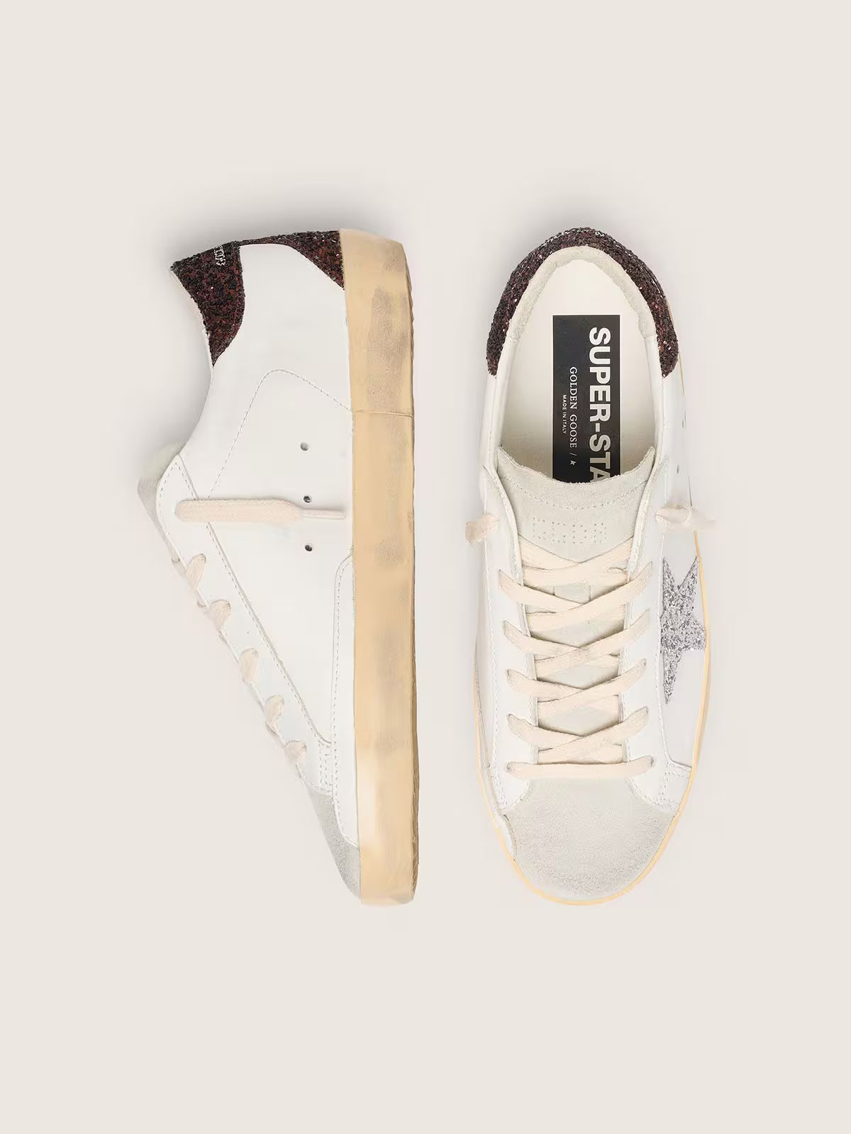 Golden Goose Women’s Super-Star (Nappa Leather / Silver & Black Glitter)
